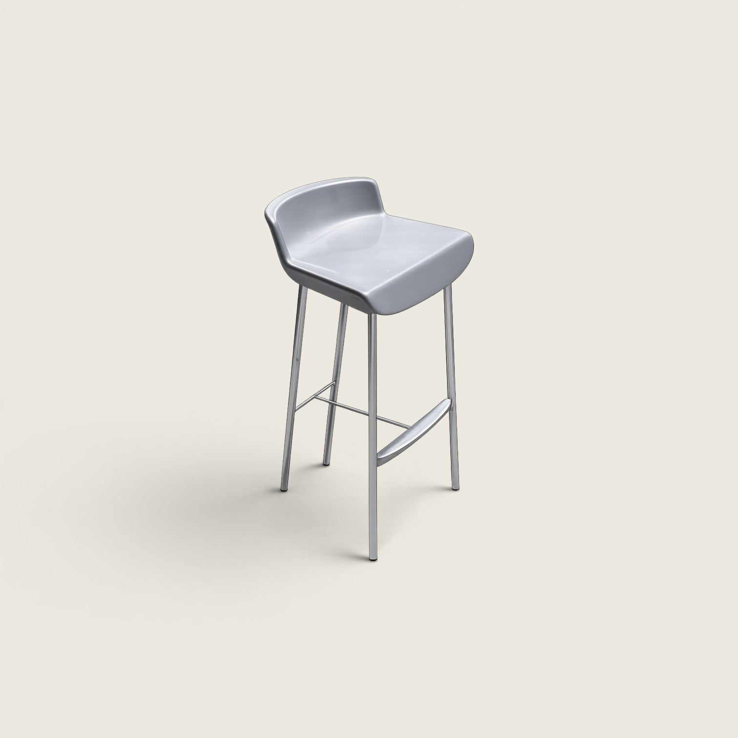 Amat-3: Stool in a Robust Chrome-plated Tubular Steel Frame - Refurbished