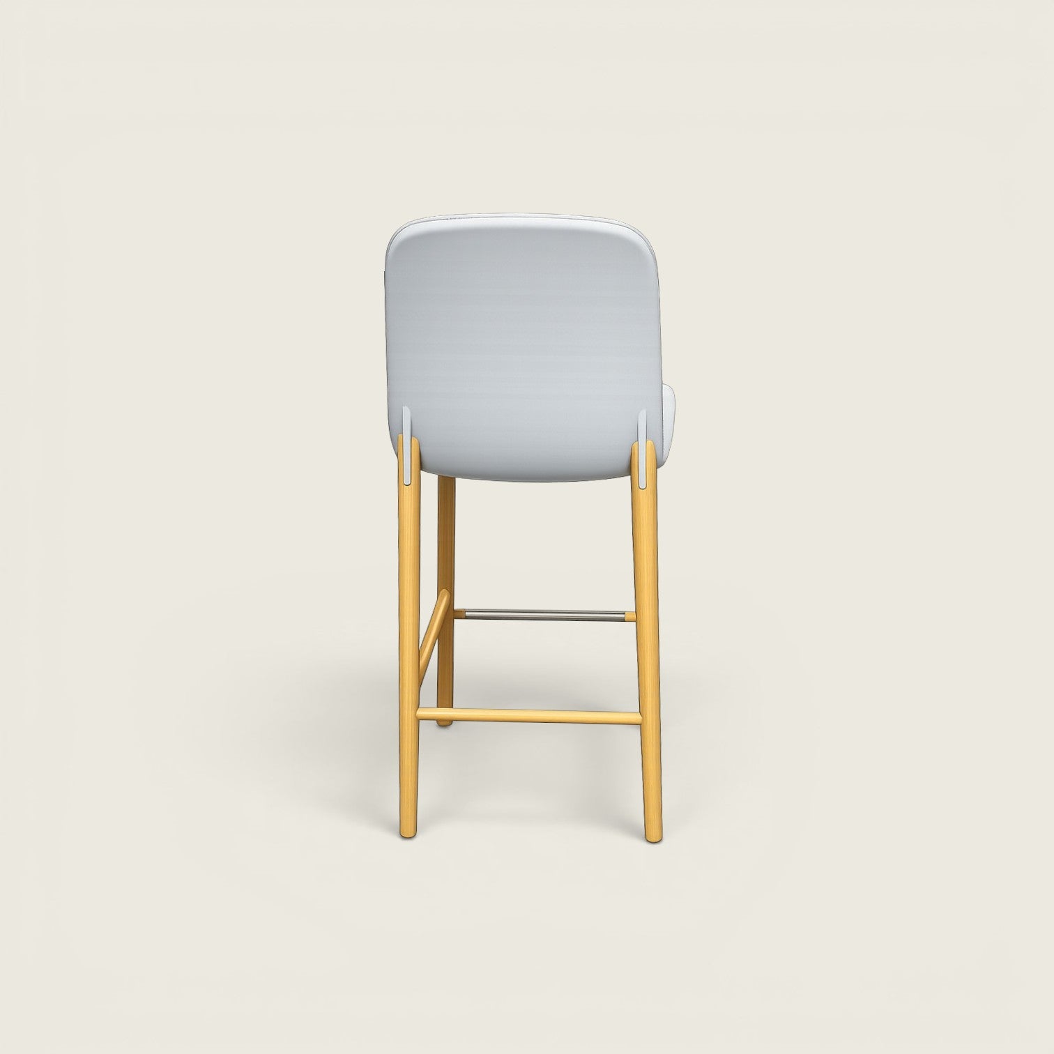 Enea: Lottus Stool in a Oak Wood finish with Grey Fabric - Refurbished