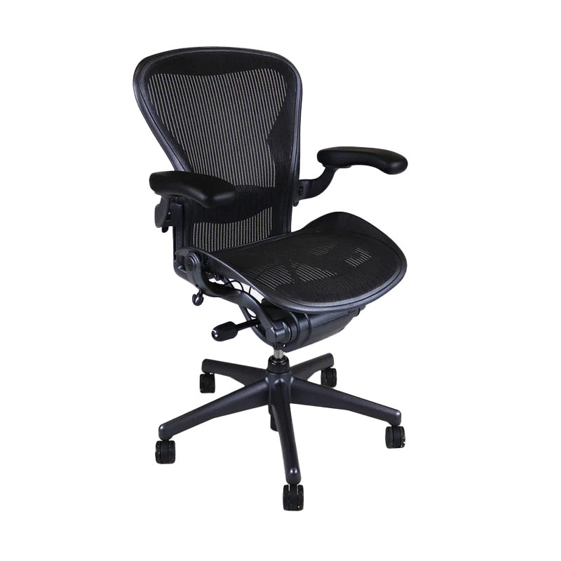 <tc>Herman Miller</tc>: Aeron - <tc>Size C</tc> - Höhenverstellbare Armlehne mit Rückenlehnenneigung (Graphit) - Generalüberholt