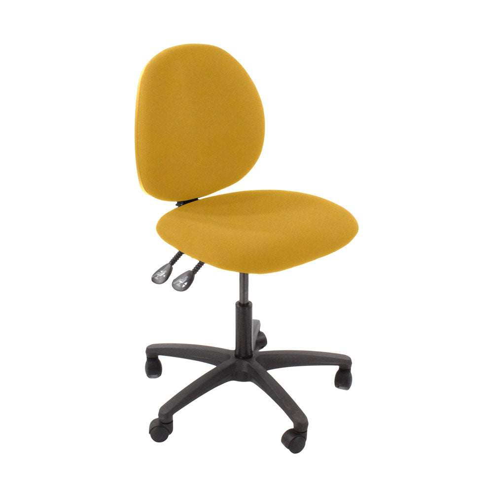 Saxen: Scoop Operator Chair in Yellow Fabric Without Arms - Refurbished