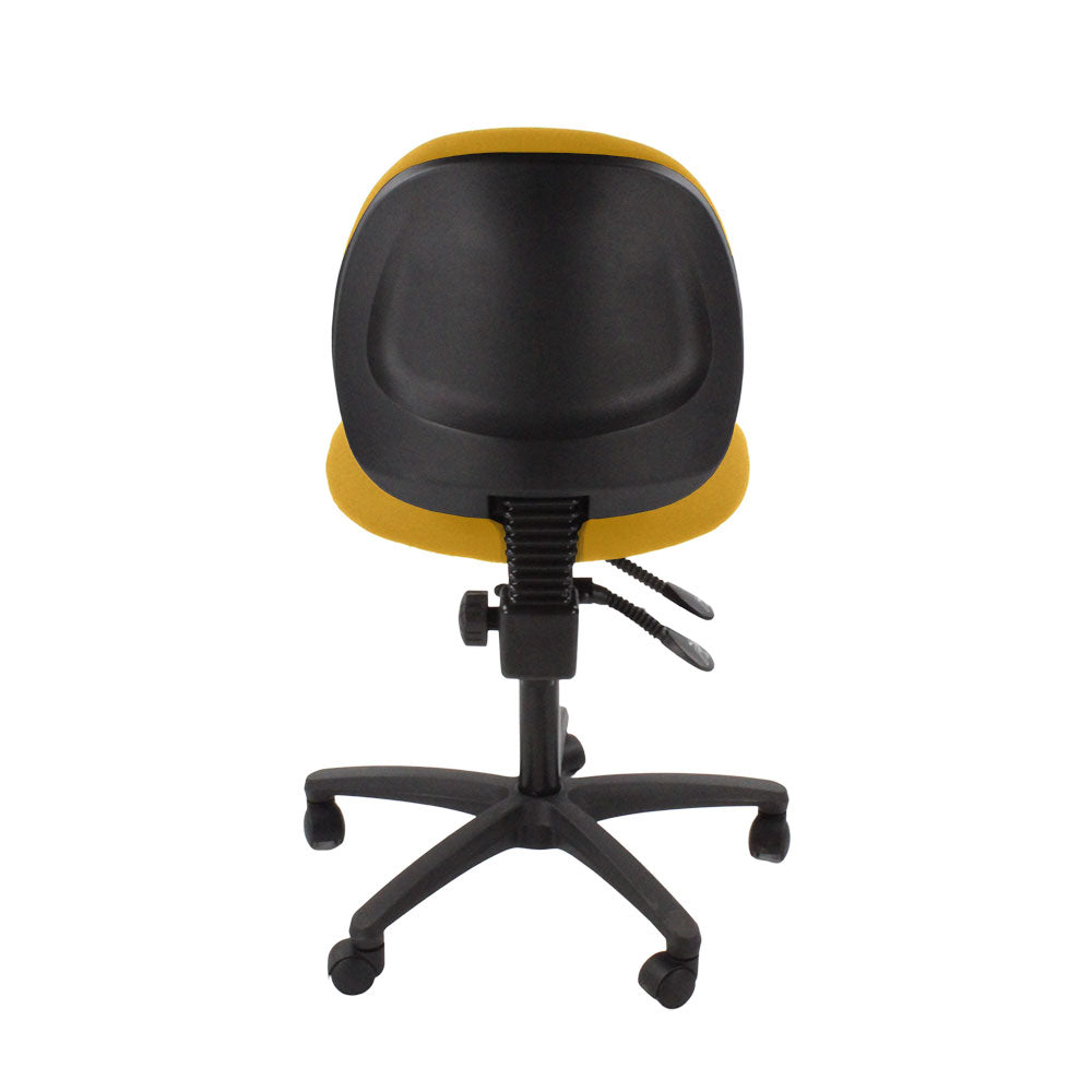 Saxen: Scoop Operator Chair in Yellow Fabric Without Arms - Refurbished