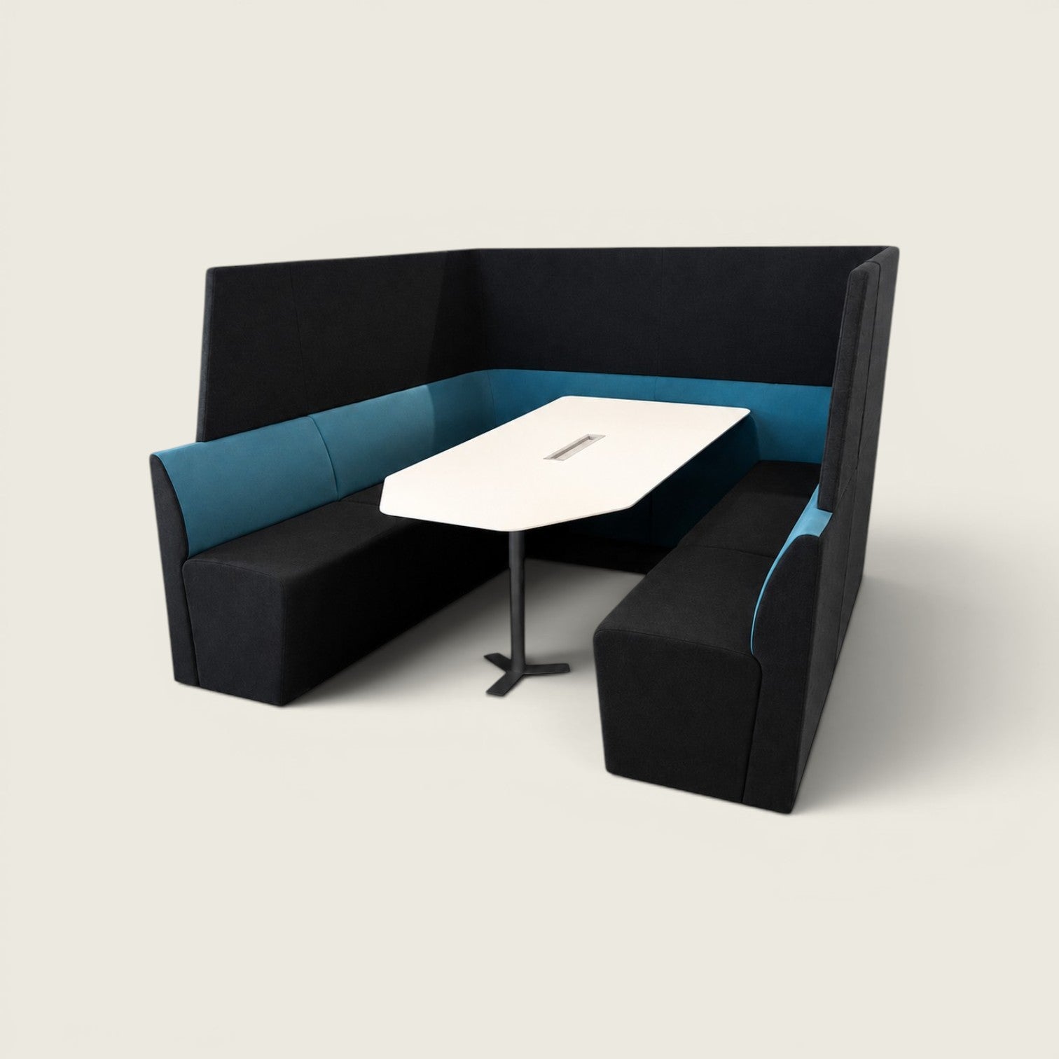 Orangebox: Away from Desk (AFTD) High-Back Booth in Black and Turquoise - Refurbished