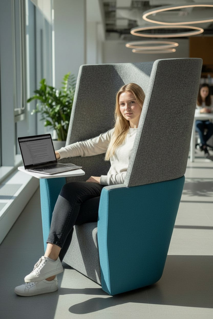 Orangebox: Grey and Dark Green Away From The Desk (AFTD) High-Back Sofa - Refurbished