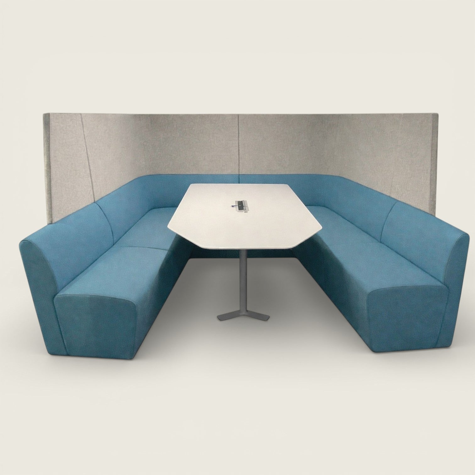 Orangebox: Grey and Teal Away From The Desk (AFTD) Enclosed High-Back Booth - Refurbished