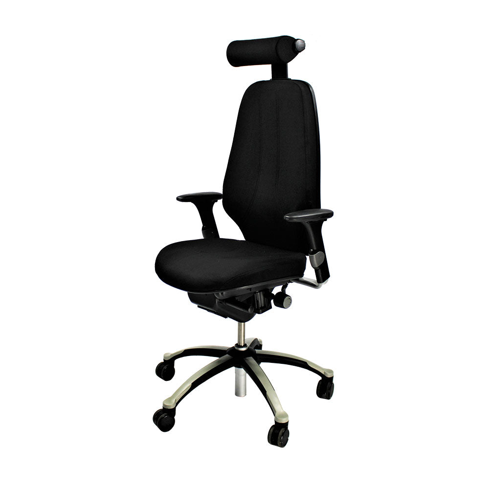 RH Logic: 400 High Back Office Chair mit Kopfstütze - schwarzer Stoff - renoviert