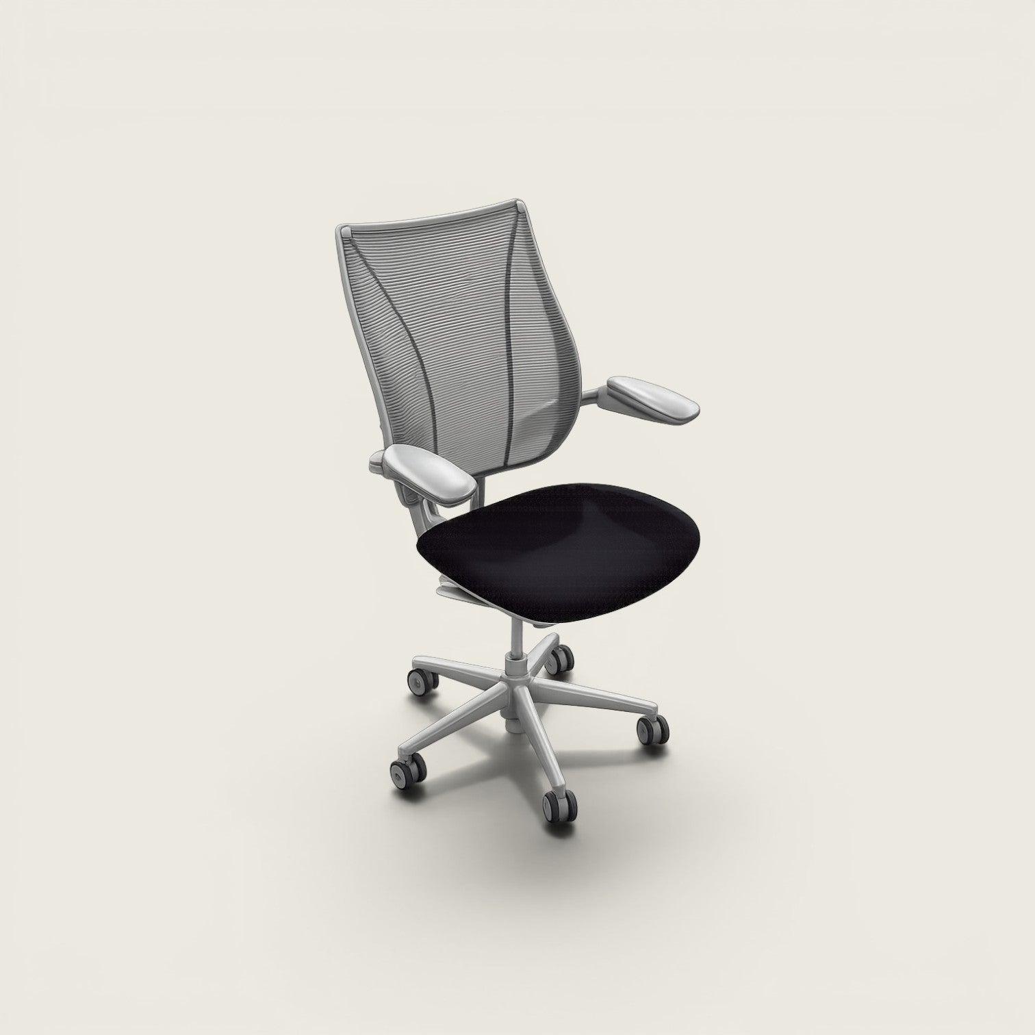 <tc>Humanscale</tc>: <tc>Liberty</tc> Bürostuhl mit schwarzem Stoffbezug – generalüberholt