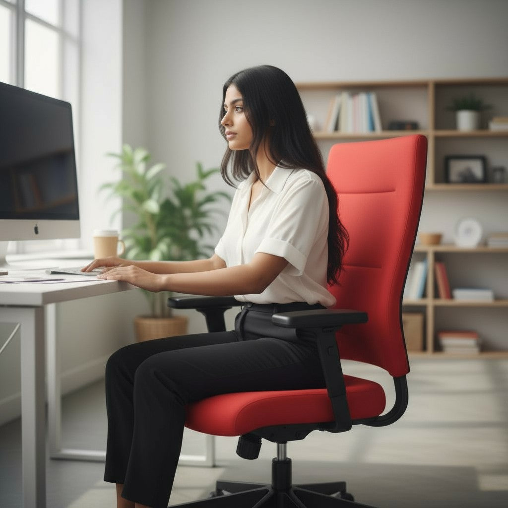 <tc>Sedus</tc>: <tc>Quarterback</tc> Bürostuhl mit rotem Stoffbezug - generalüberholt