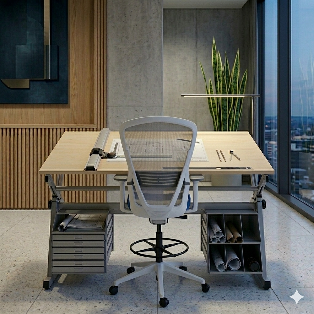 Senator: Ousby Draughtsman Chair in Blue - Refurbished