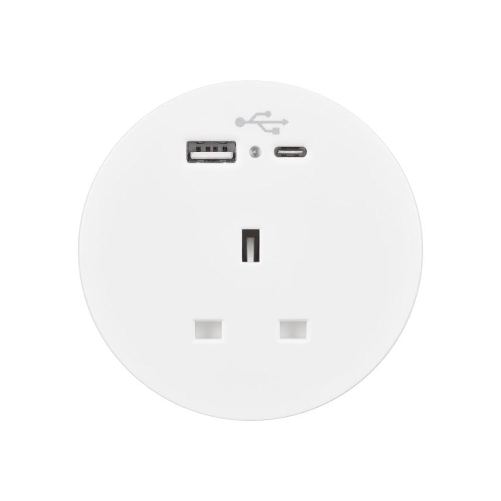 Round Ion Duo Power Module In-desk in White