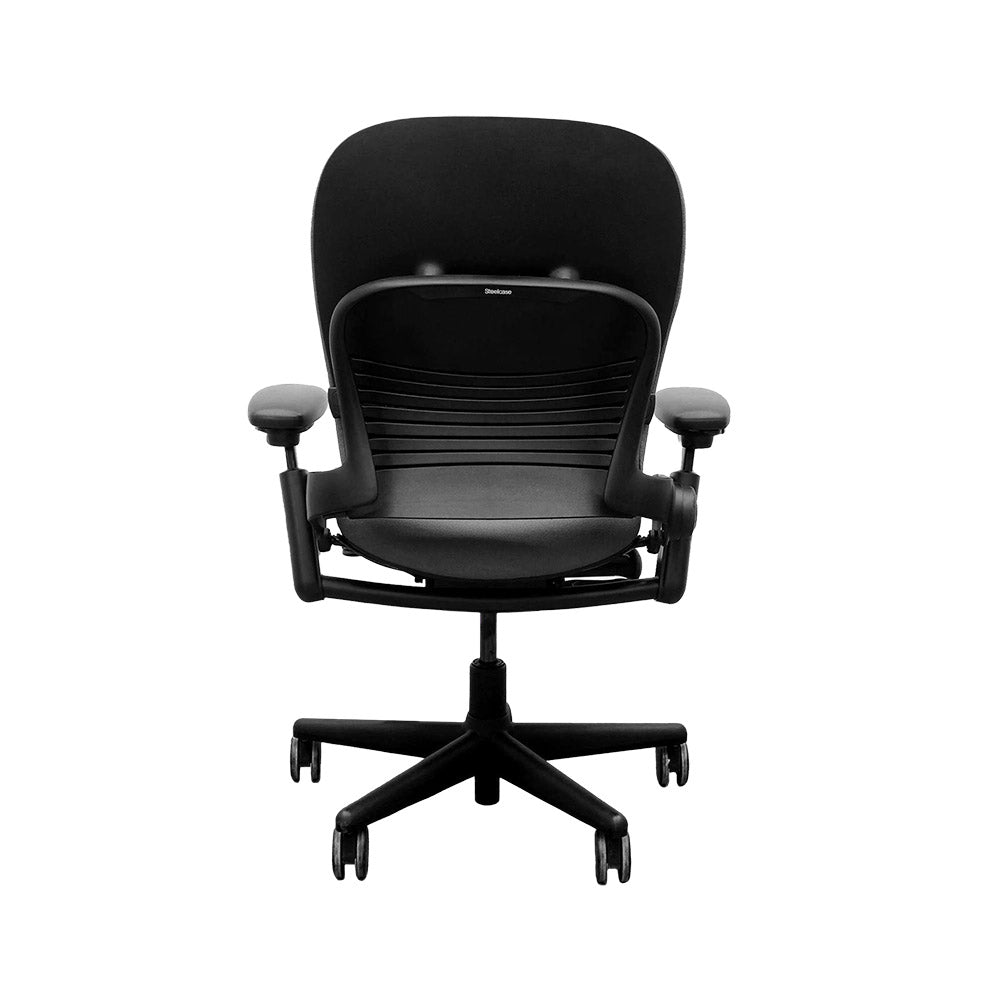 <tc>Steelcase</tc>: <tc>Leap V1</tc> Bürostuhl - Schwarzer Rahmen/Schwarzer Stoff - Generalüberholt