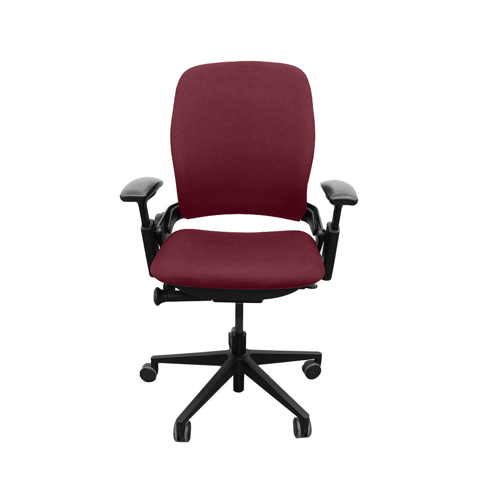 <tc>Steelcase</tc>: <tc>Leap V2</tc> Bürostuhl, höhenverstellbar, nur Armlehne, burgunderfarbenes Leder, generalüberholt