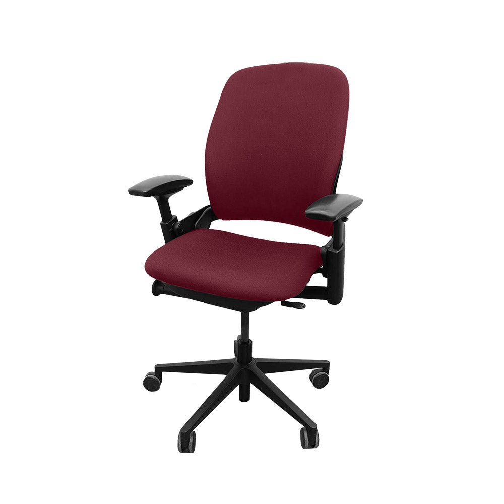 <tc>Steelcase</tc>: <tc>Leap V2</tc> Bürostuhl - Burgunderrotes Leder - Generalüberholt