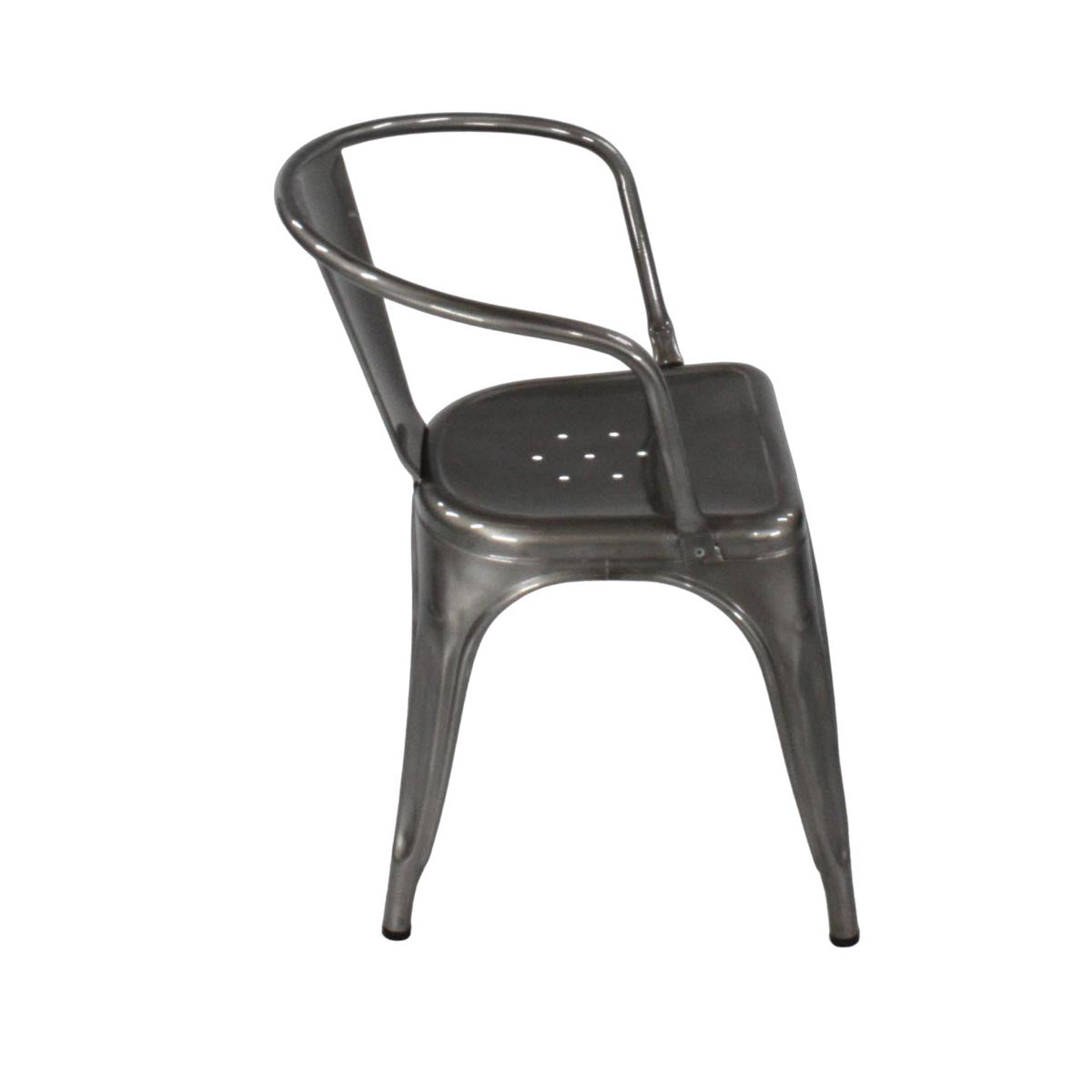 <tc>Tolix</tc>: Chaiselongue-Caféstuhl in Gunmetal Grey - Generalüberholt