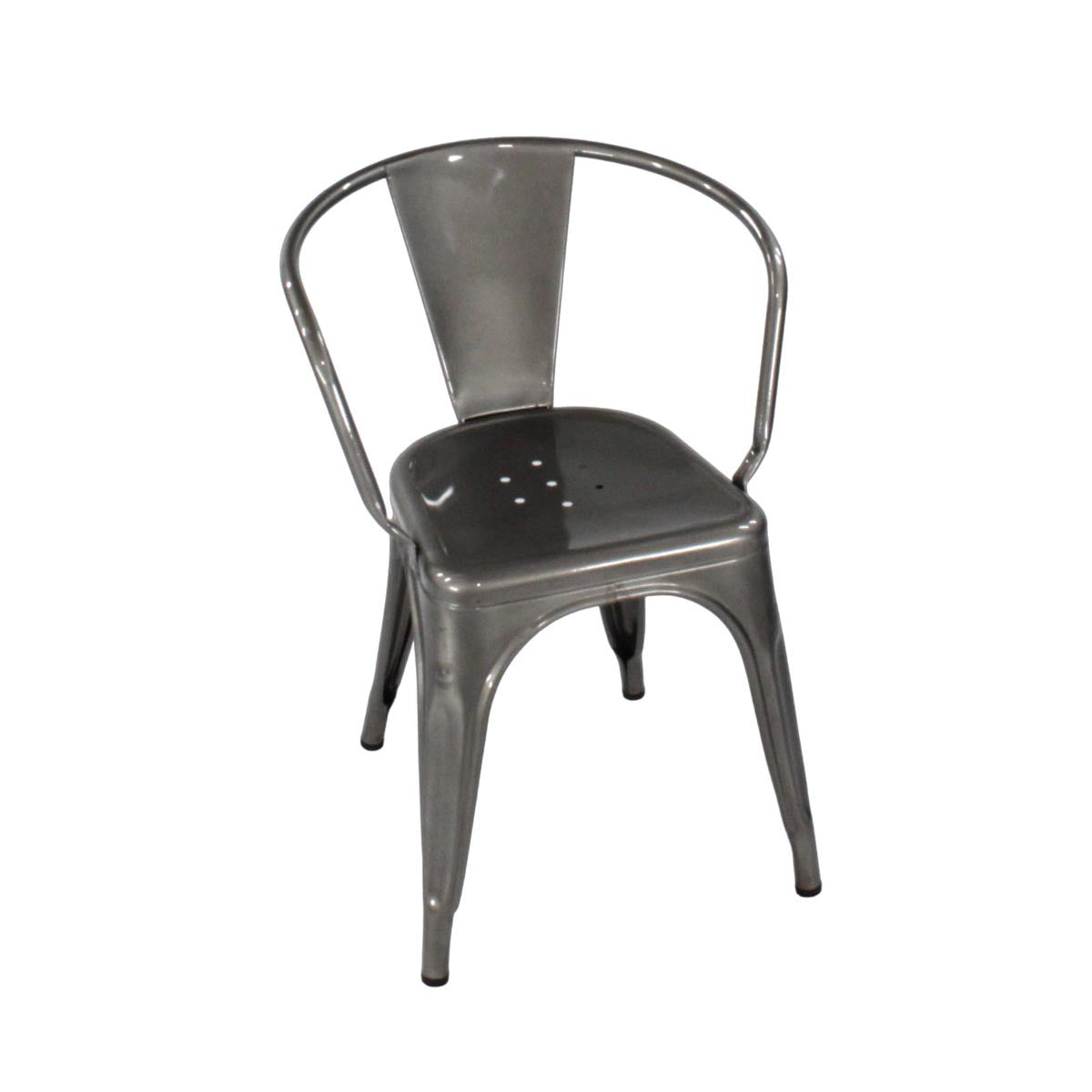 <tc>Tolix</tc>: Chaiselongue-Caféstuhl in Gunmetal Grey - Generalüberholt