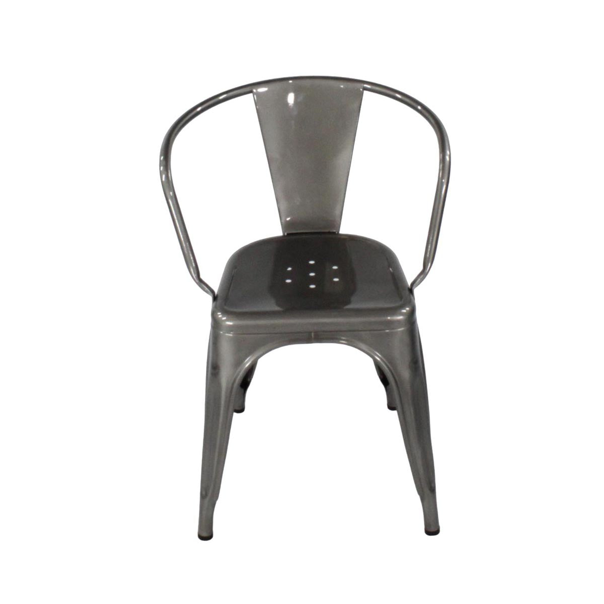 <tc>Tolix</tc>: Chaiselongue-Caféstuhl in Gunmetal Grey - Generalüberholt