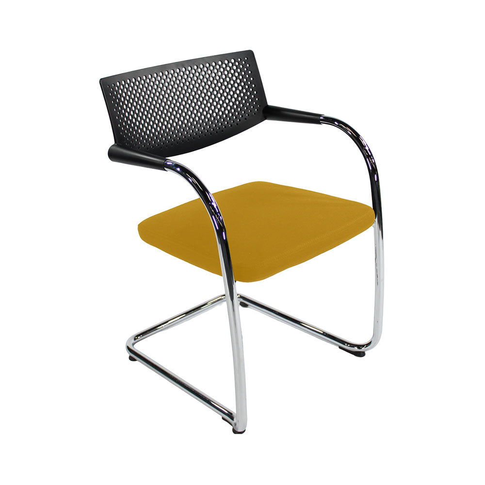 <tc>Vitra</tc>: <tc>VisaVis</tc> 2 Konferenzstühle aus gelbem Stoff - Generalüberholt