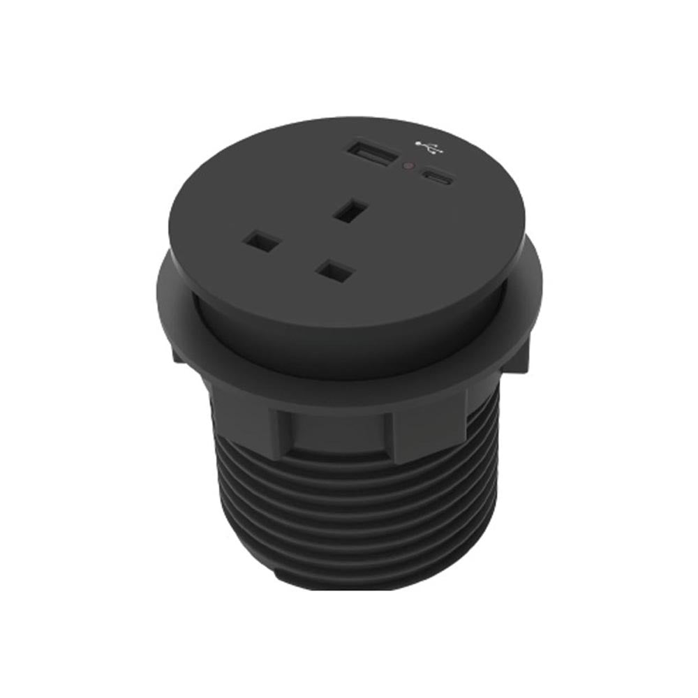 Runde Ion Duo Power Modul In-Desk in Schwarz