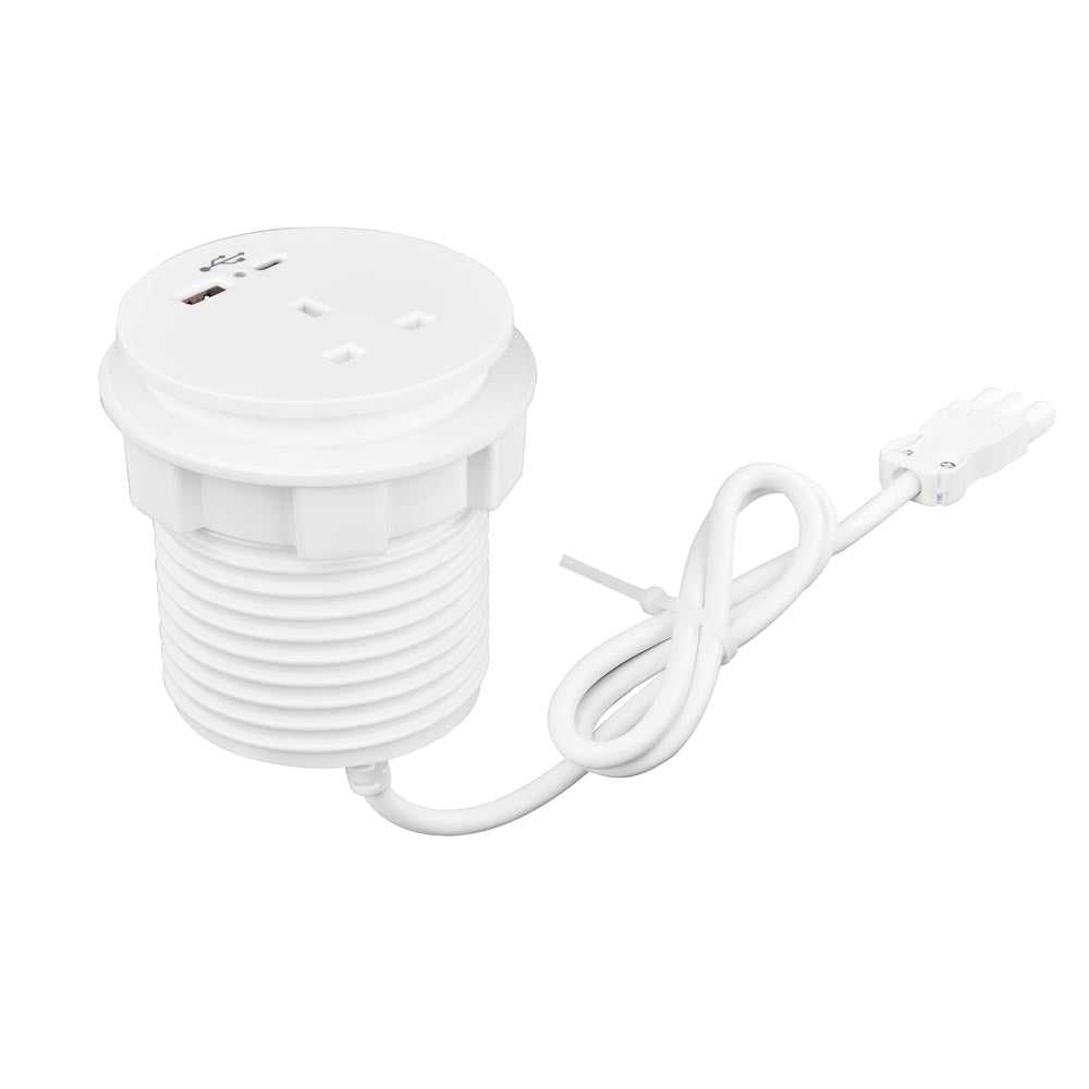 Round Ion Duo Power Module In-desk in White