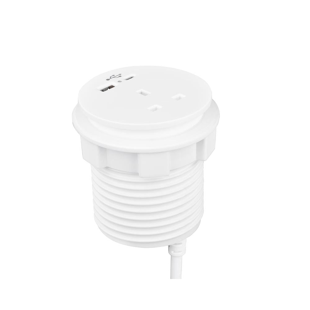 Round Ion Duo Power Module In-desk in White