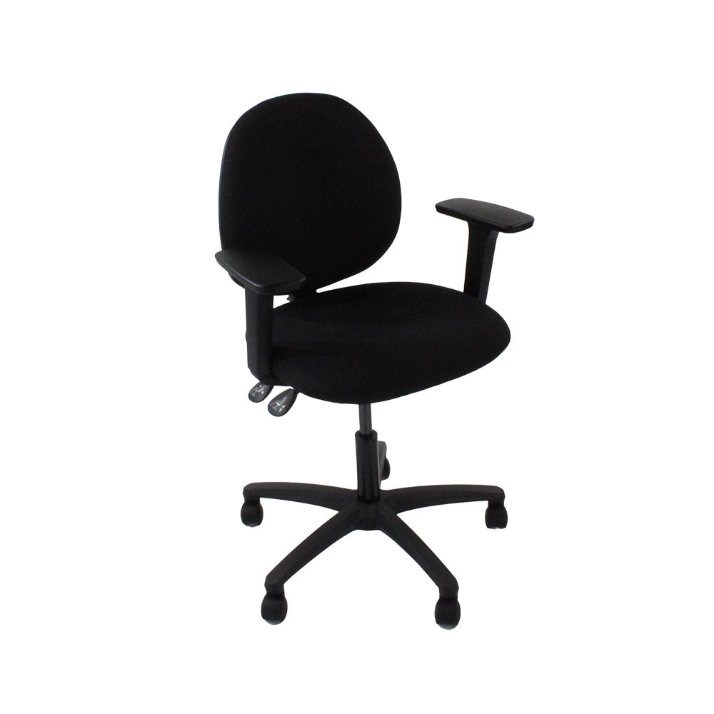 Saxen: Scoop Operator Chair in Black Fabric - Refurbished