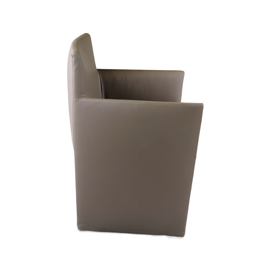 <tc>B&B Italia</tc>: Posa Konferenzstuhl in aschgrauem Leder - Generalüberholt