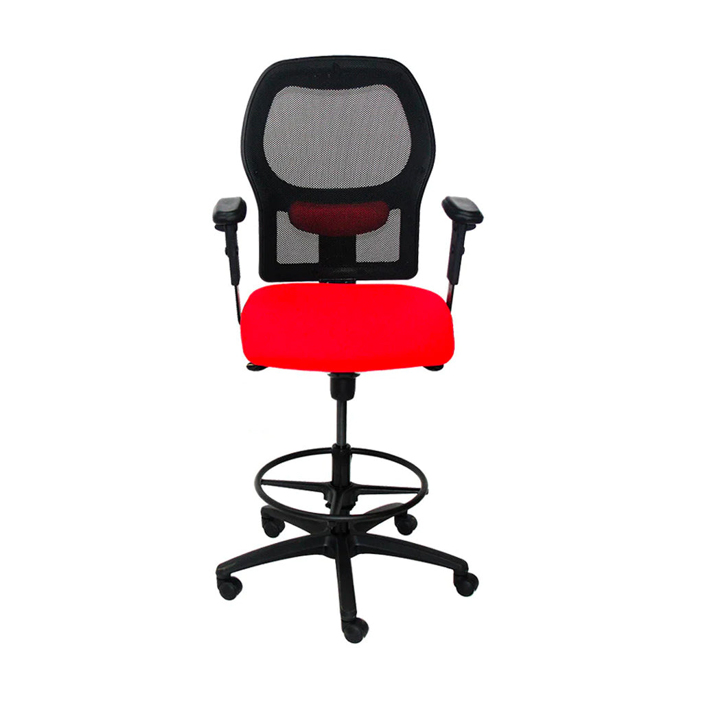 Ahrend: 160 Type Draftsman Chair aus rotem Stoff – schwarzes Gestell – generalüberholt