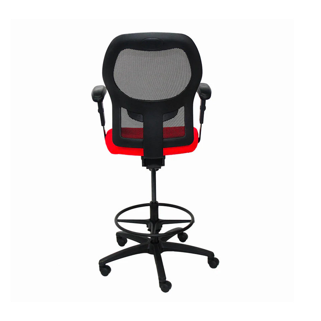 Ahrend: 160 Type Draftsman Chair aus rotem Stoff – schwarzes Gestell – generalüberholt