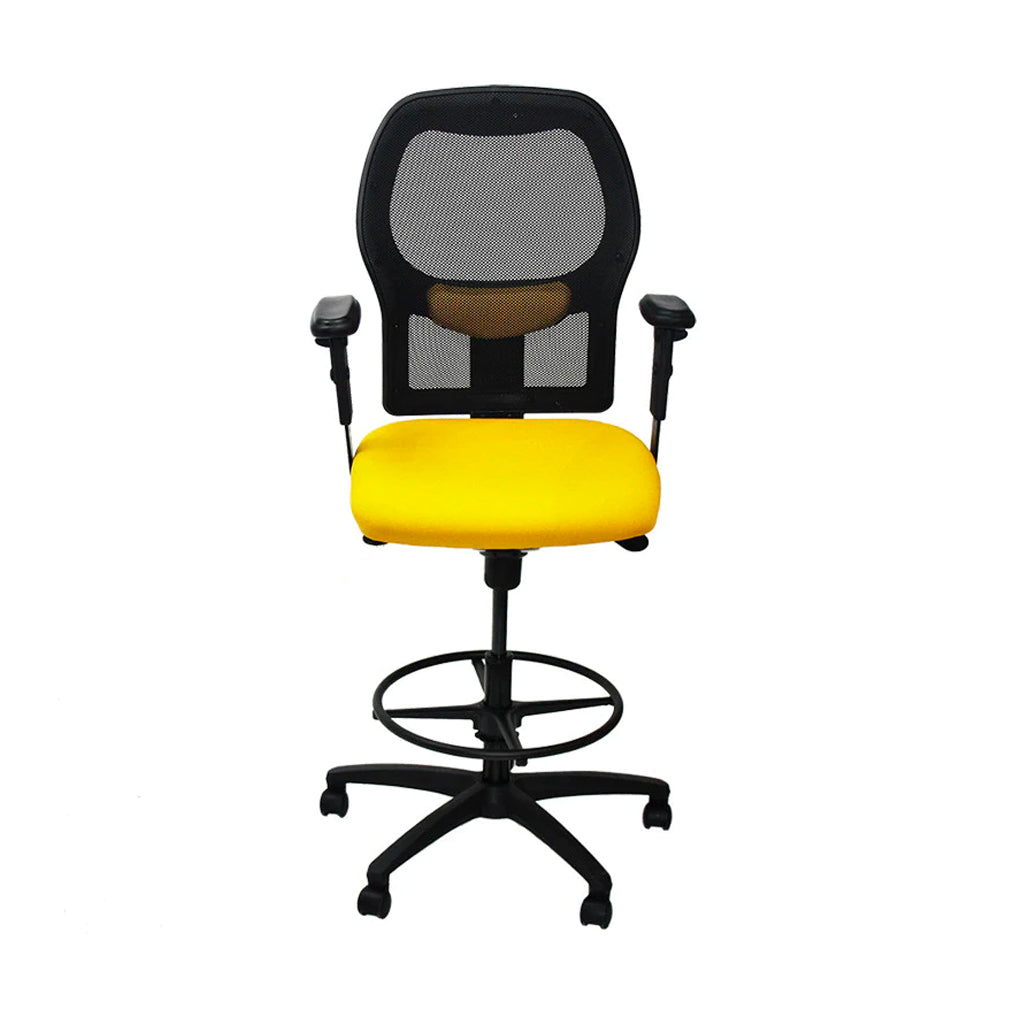 Ahrend: 160 Type Draftsman Chair aus gelbem Stoff – schwarzes Gestell – generalüberholt