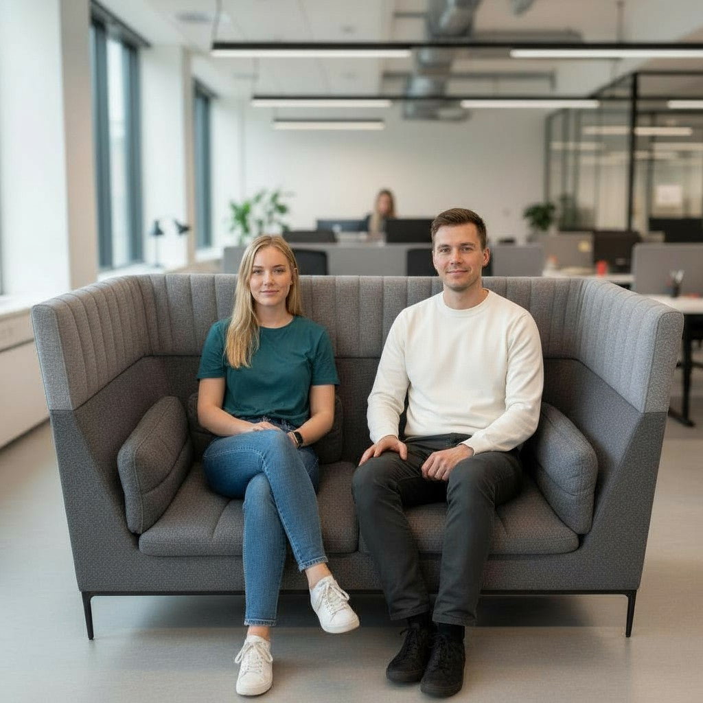 Allermuir: Haven High-Back Gray Booth - Refurbished