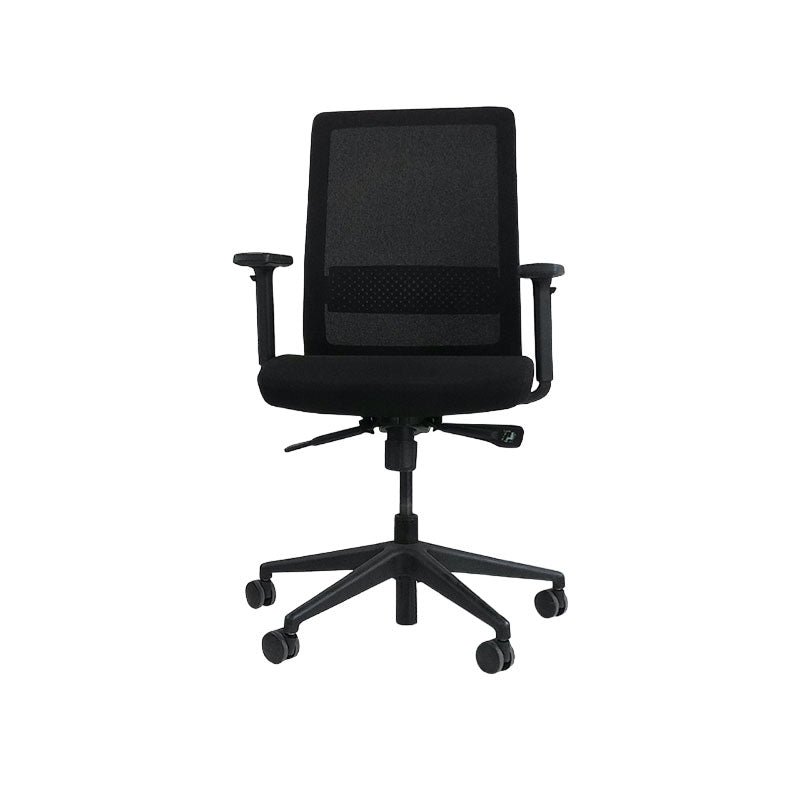 Bestuhl: S30 Bürostuhl aus schwarzem Stoff – generalüberholt