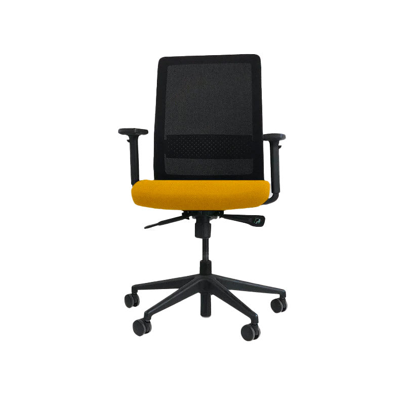Bestuhl: S30 Bürostuhl aus gelbem Stoff – generalüberholt