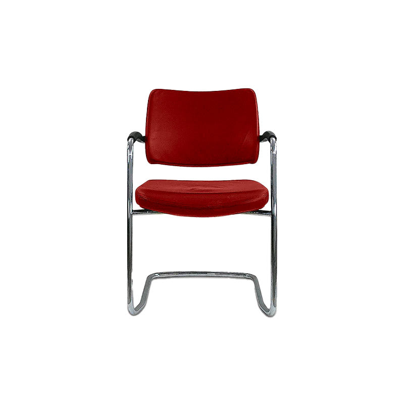 Boss Design: Pro Freischwinger-Besprechungsstuhl aus rotem Stoff – generalüberholt