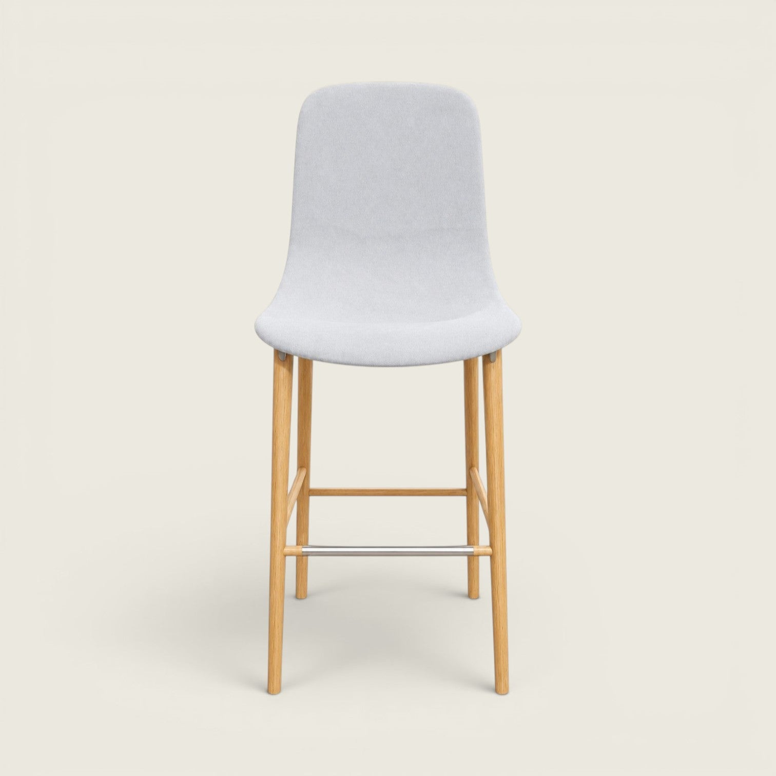 Enea: Lottus Stool in a Oak Wood finish with Grey Fabric - Refurbished