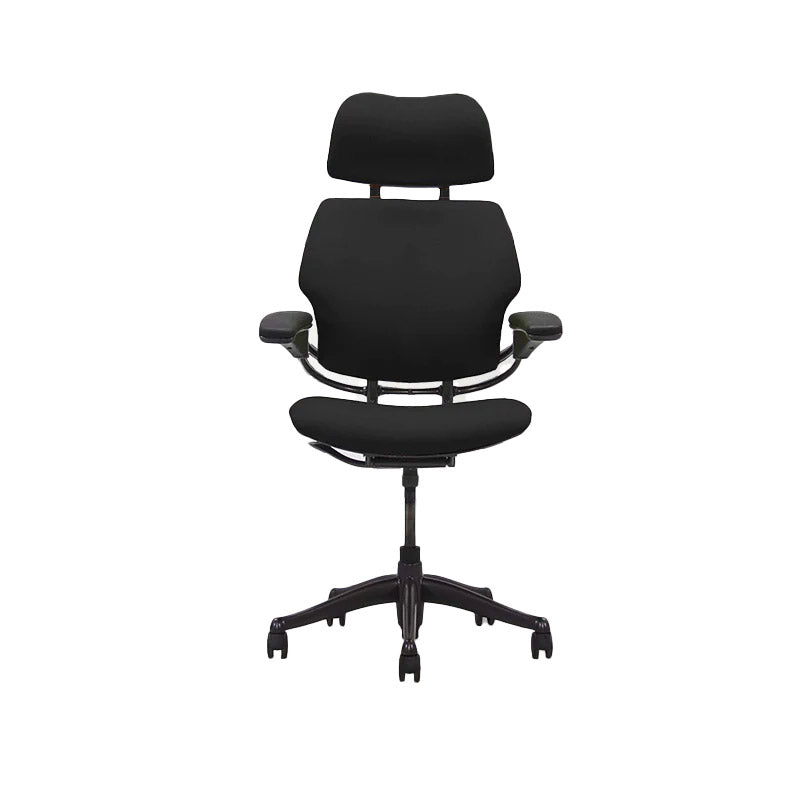Humanscale: Freedom Headrest Bürostuhl mit hoher Rückenlehne – schwarzer Stoff – generalüberholt