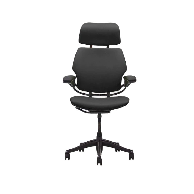 Humanscale: Freedom Headrest Bürostuhl mit hoher Rückenlehne – schwarzes Leder – generalüberholt