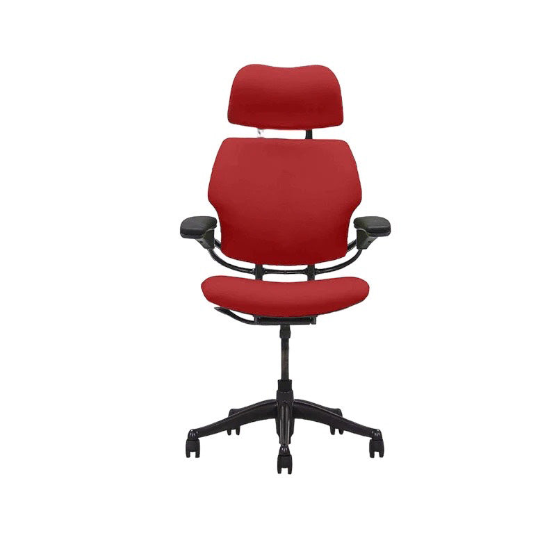 Humanscale: Freedom Headrest Bürostuhl mit hoher Rückenlehne – roter Stoff – generalüberholt