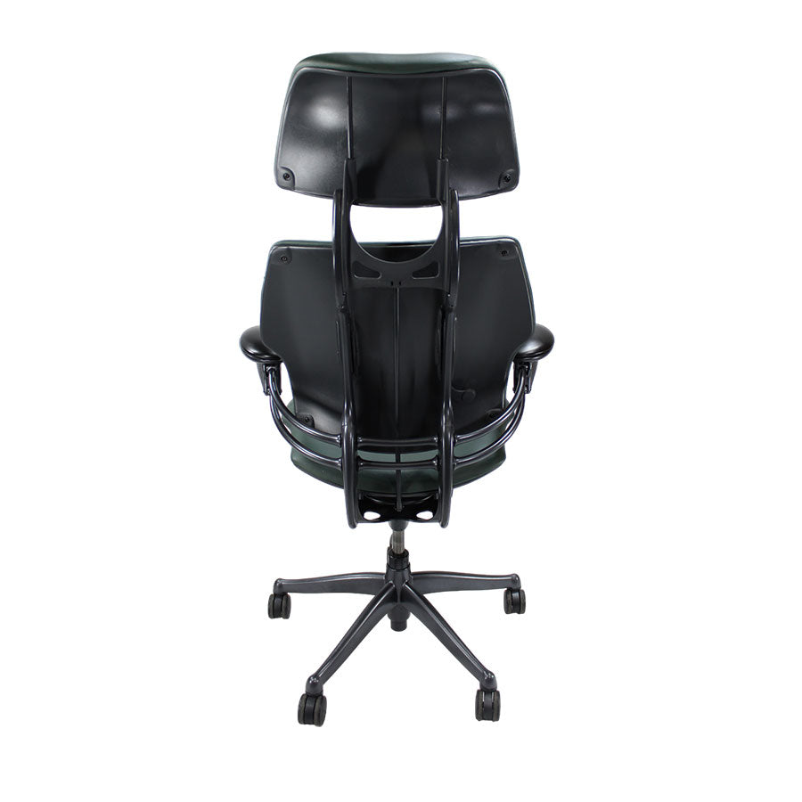 Humanscale: Freedom Headrest Bürostuhl mit hoher Rückenlehne – grünes Leder – generalüberholt