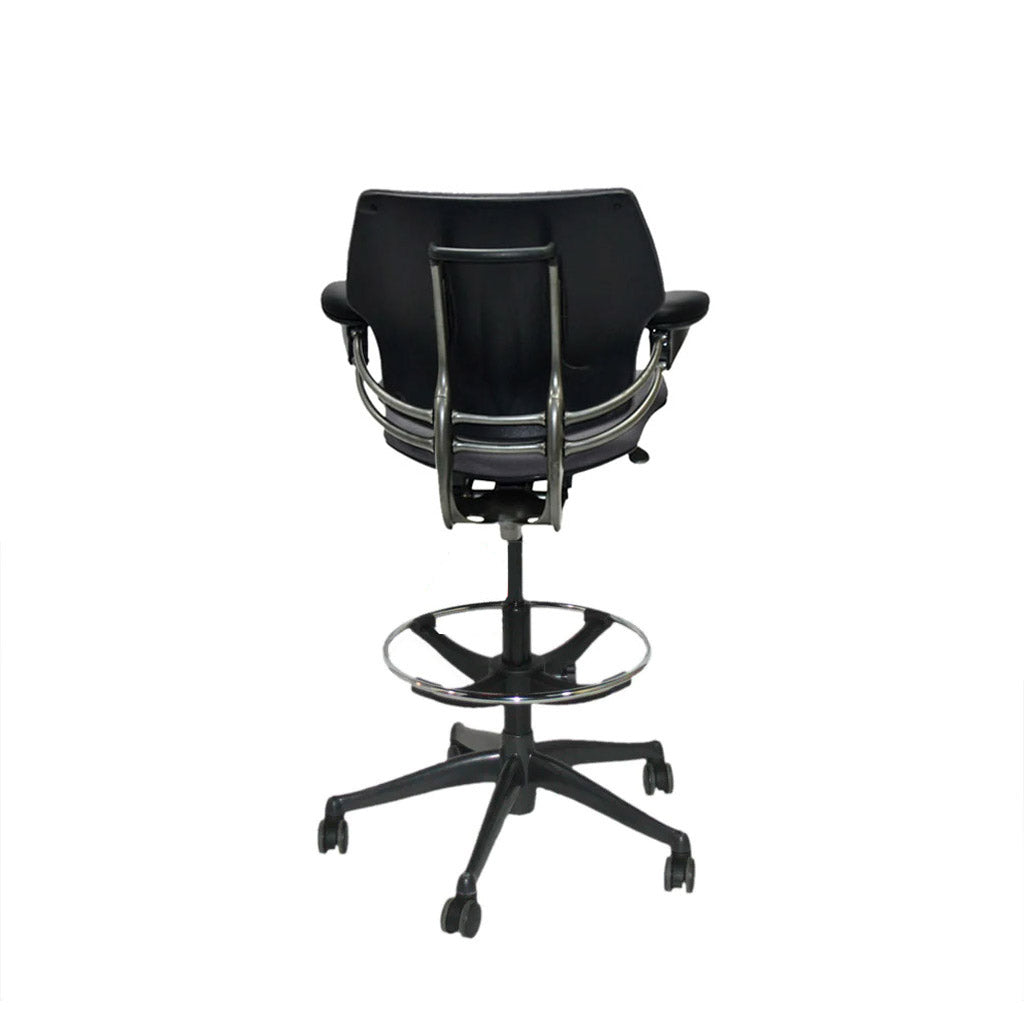 Humanscale: Freedom Draftsman Chair aus grauem Stoff – generalüberholt