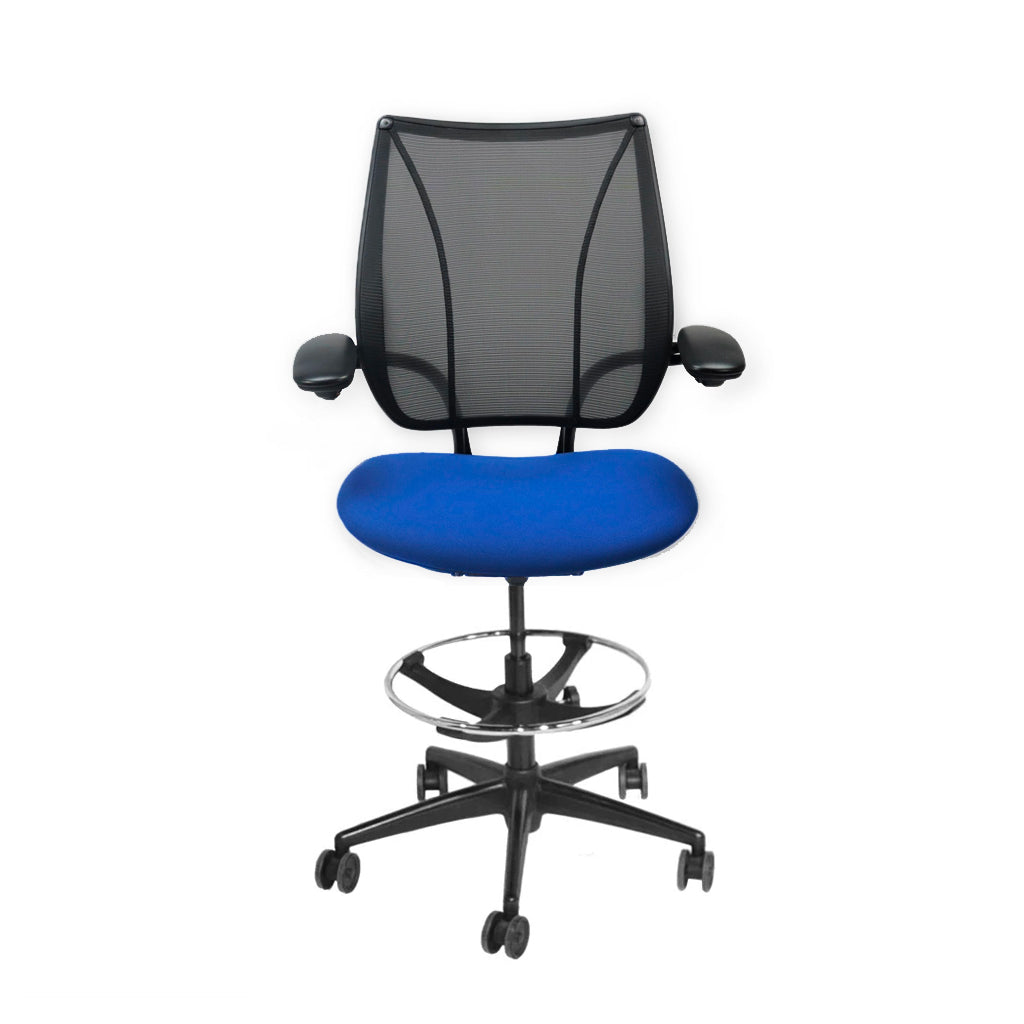 Humanscale: Liberty Draftsman Chair aus blauem Stoff – generalüberholt