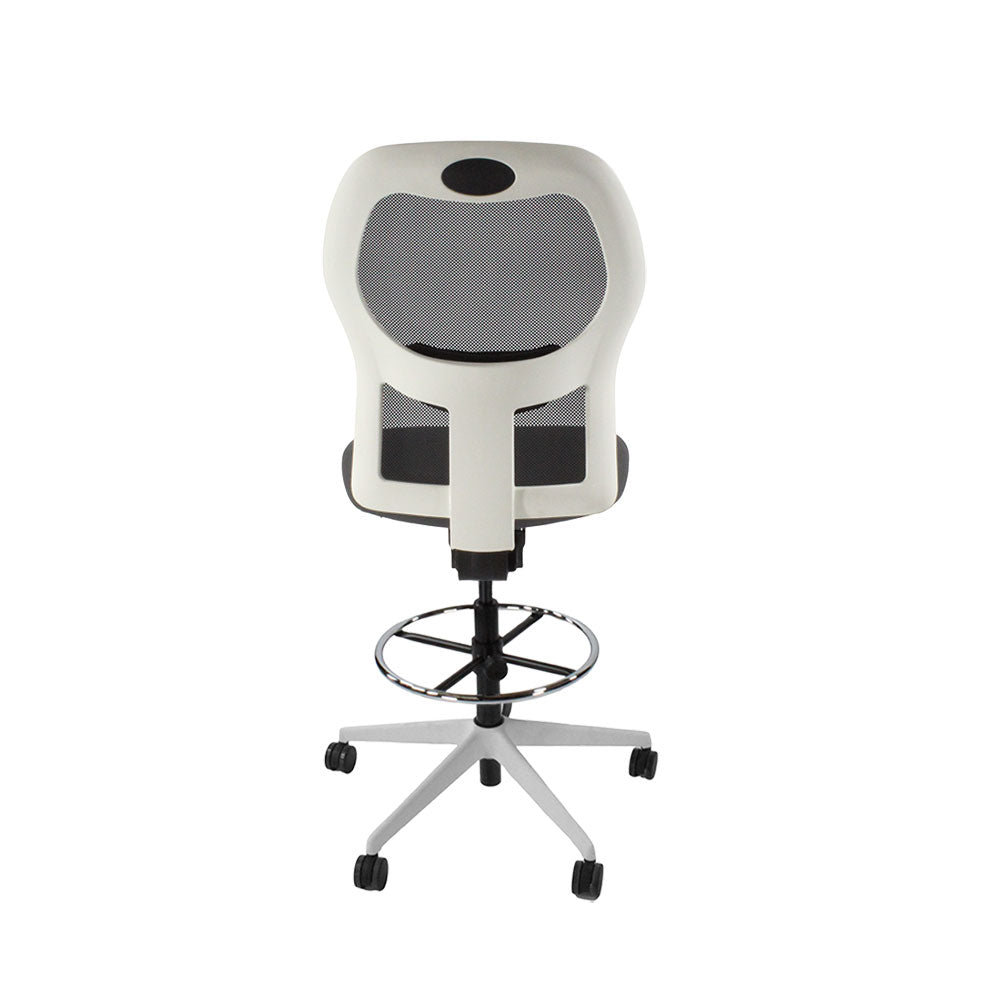 Ahrend: 160 Type Draughtsman Chair Without Arms in Grey Fabric - White Base - Refurbished