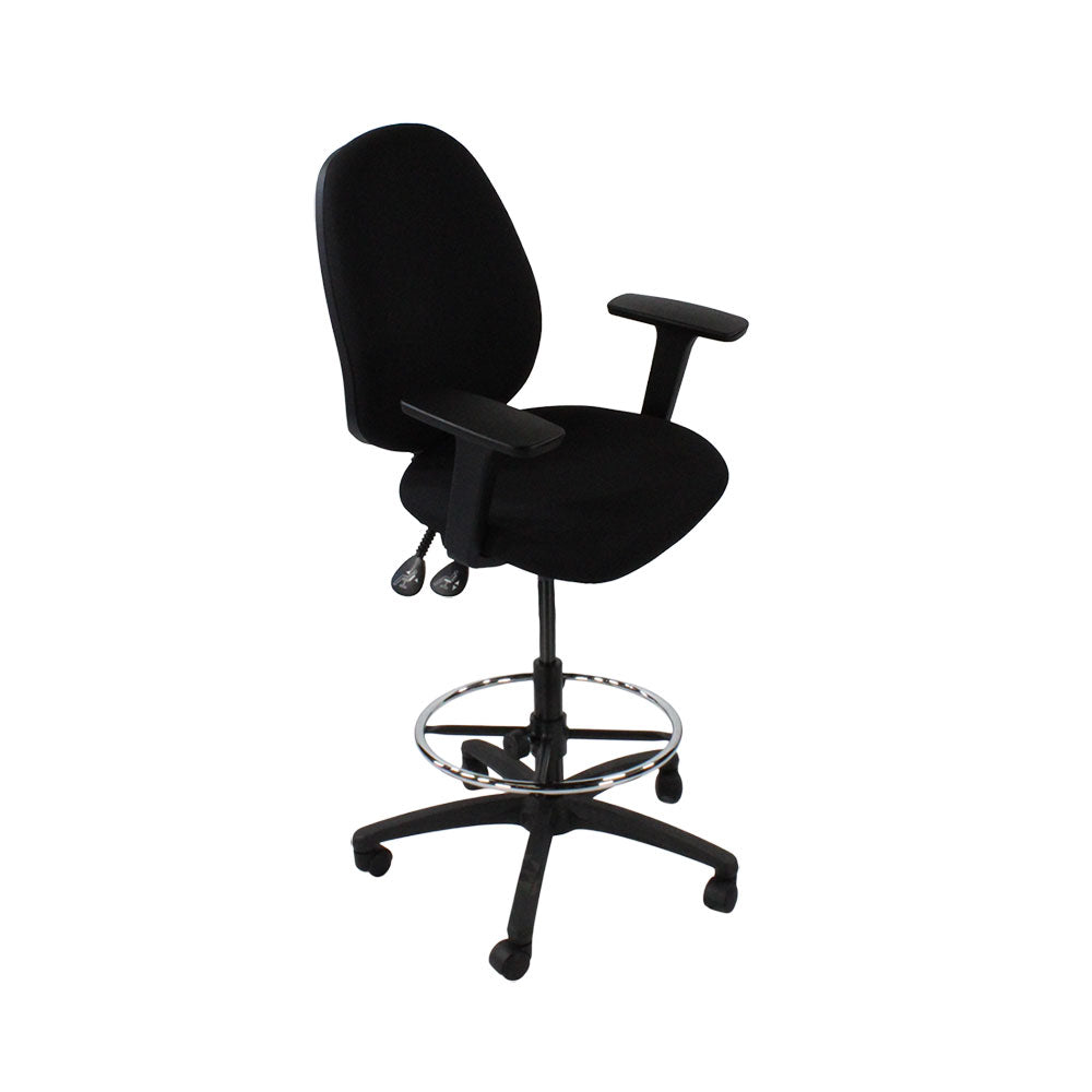 TOC: Scoop High Draughtsman Chair in Black Fabric - Refurbished