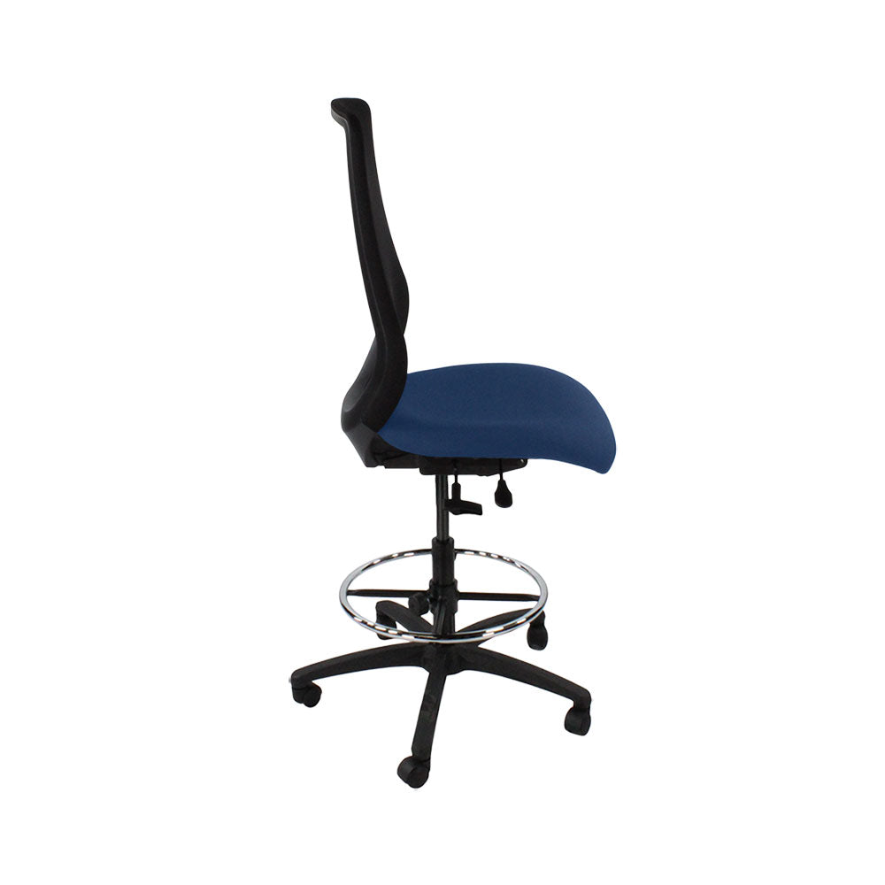 The Office Crowd: Scudo Draughtsman Chair Without Arms in Blue Fabric - Refurbished