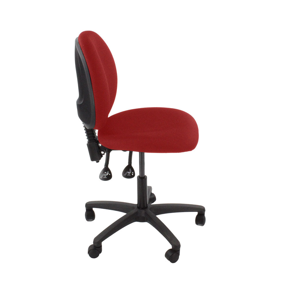 Inhaltsverzeichnis: Scoop Operator Chair aus rotem Stoff ohne Armlehnen – generalüberholt