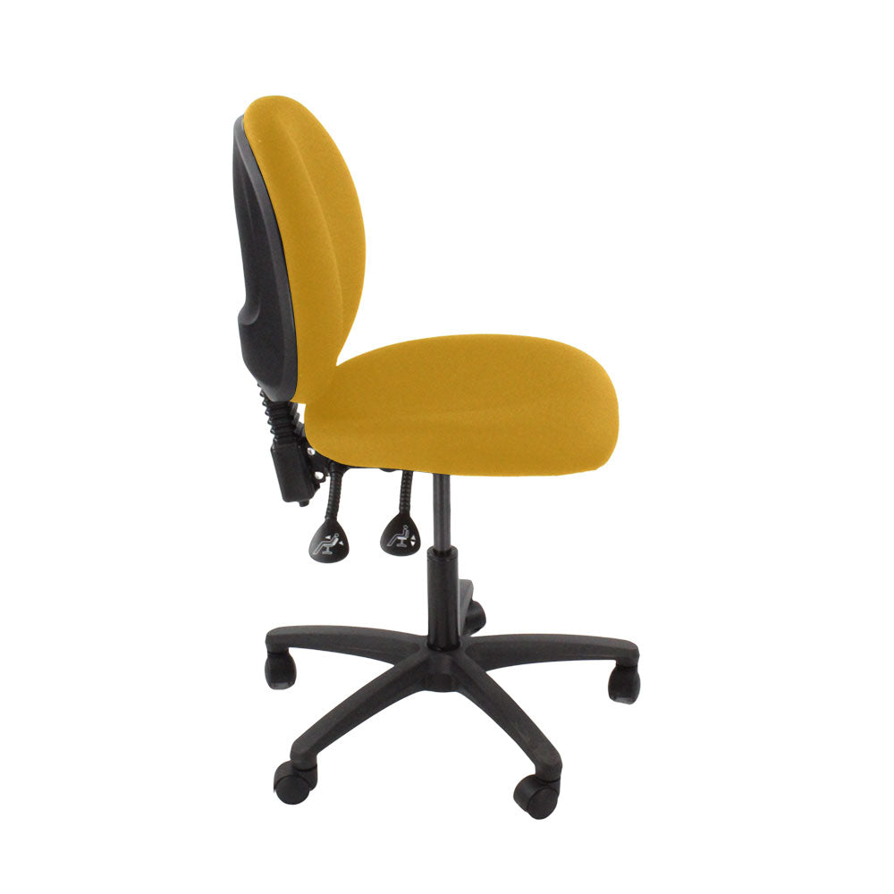 Inhaltsverzeichnis: Scoop Operator Chair aus gelbem Stoff ohne Armlehnen – generalüberholt