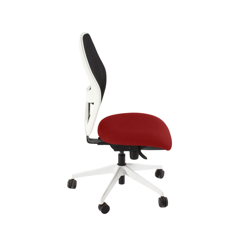 Ahrend: 160 Type Task Chair in Red Fabric/White Frame Without Arms - Refurbished