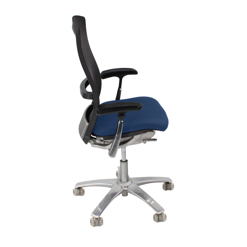 Knoll: Life Task Chair aus blauem Stoff – generalüberholt