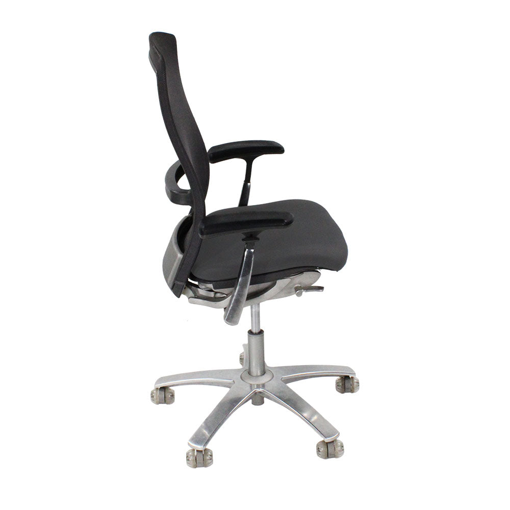 Knoll: Life Task Chair aus grauem Stoff – generalüberholt