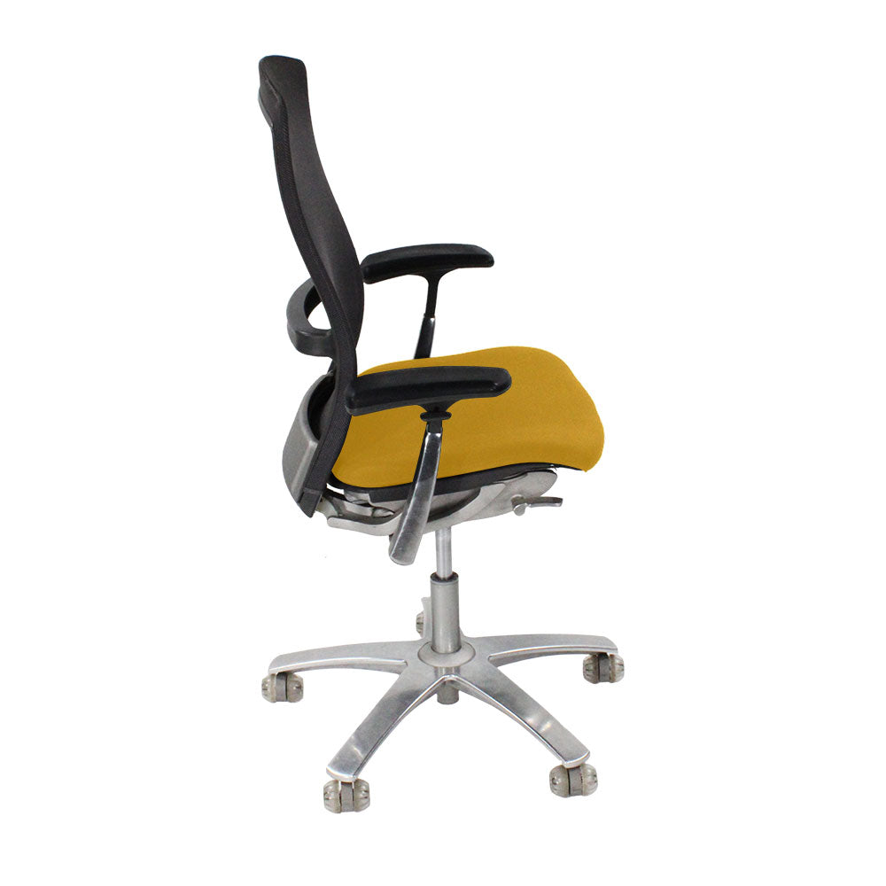 Knoll: Life Task Chair aus gelbem Stoff – generalüberholt