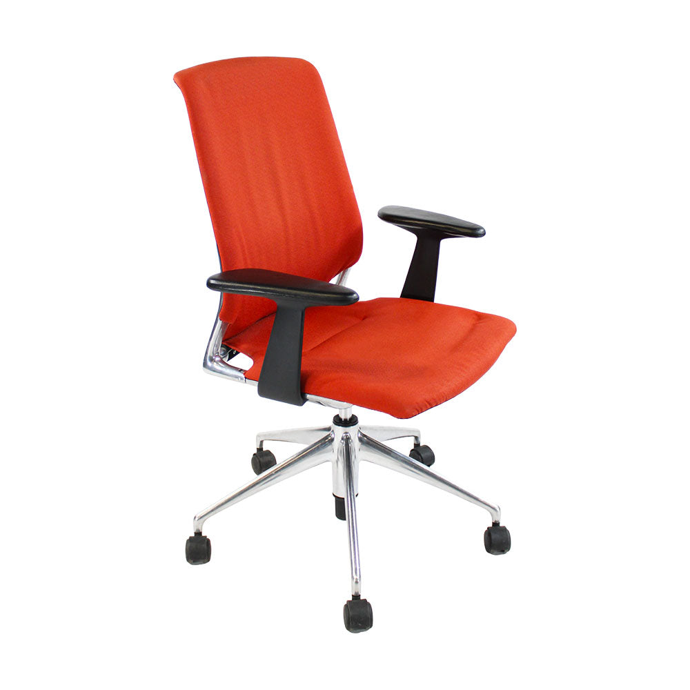Vitra: Meda Office Chair with Aluminium Frame in Red Fabric - Refurbished