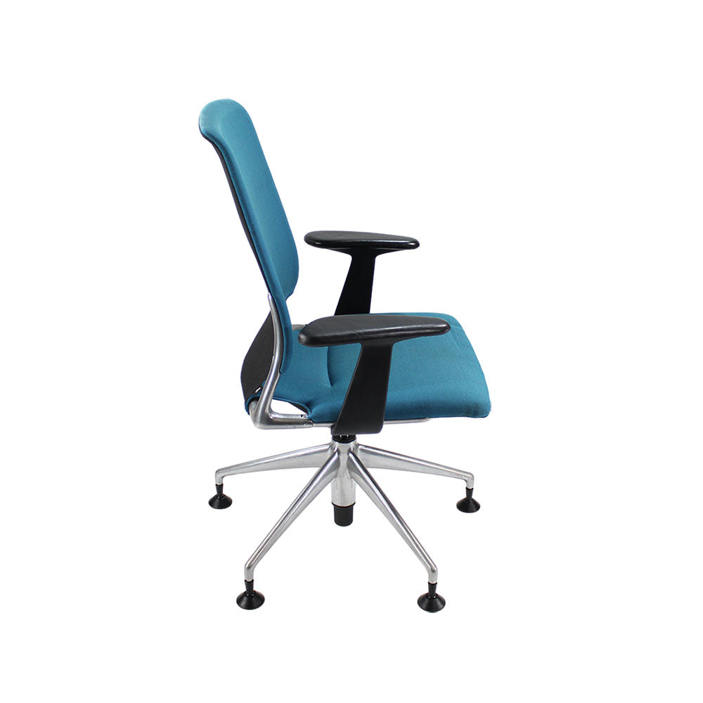 Vitra: Meda Office Chair with Aluminium Frame in Blue Fabric - Refurbished